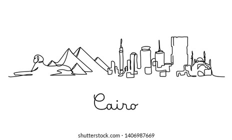 One line style Cairo city skyline. Simple modern minimaistic style vector.