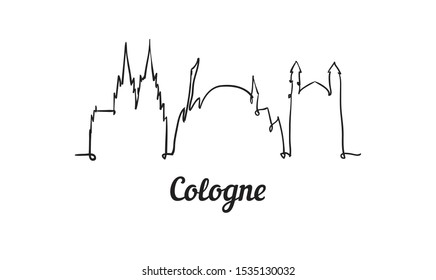 One line style Cologne skyline. Simple modern minimalistic style vector. Isolated on white background. 