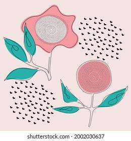One line style flowers composition