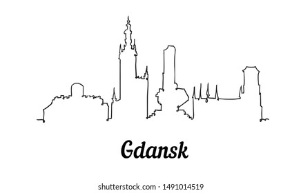 One line style Glasgow skyline. Simple modern minimalistic style vector. Isolated on white background. 