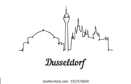 One line style Hannover skyline. Simple modern minimalistic style vector. Isolated on white background. 