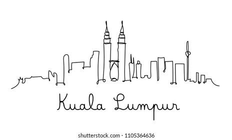 One line style Kuala Lumpur skyline. Simple modern minimaistic style vector.