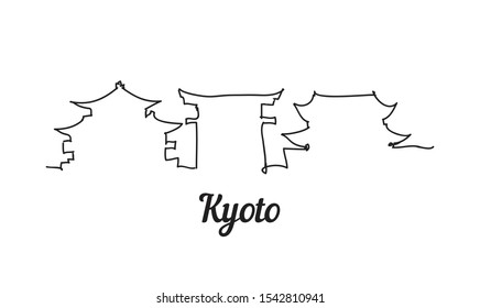 One line style Kyoto skyline. Simple modern minimalistic style vector. Isolated on white background. 