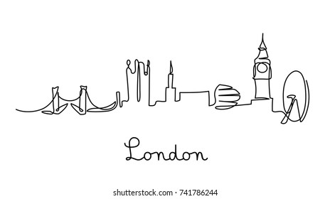 One Line Style London City Skyline Stock Vector (Royalty Free ...