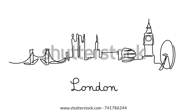 ロンドン市の高層ビルの一線画 現代的なミニマリズム的な簡単なスタイルのベクター画像 のベクター画像素材 ロイヤリティフリー