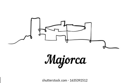 One line style Majorca skyline. Simple modern minimalistic style vector. Isolated on white background. 