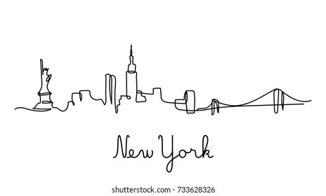 One line style New York city skyline. Simple modern minimalistic style vector.