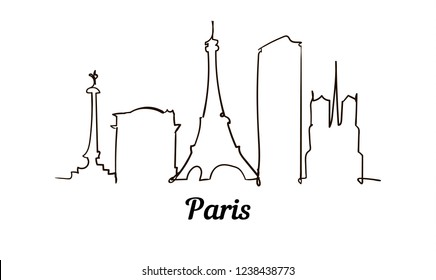 One line style Paris sketch illustration.