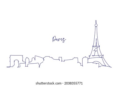 One line style Paris skyline. Simple modern minimalist style vector.One line style Paris sketch illustration.