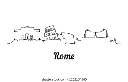 One line style Rome sketch illustration.