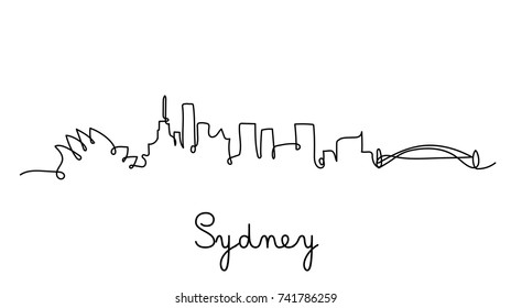 One line style sydney city skyline. Simple modern minimalistic style vector.