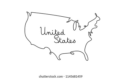 One line style United states map. Simple modern minimaistic style vector.