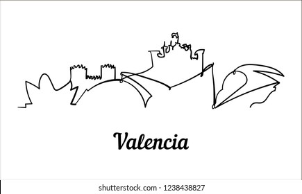 One line style Valencia sketch illustration.