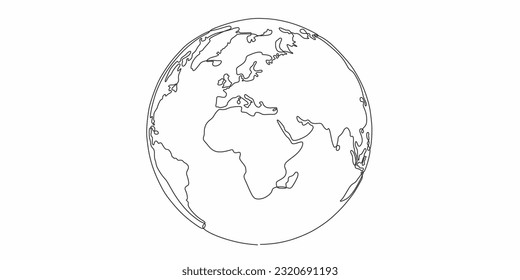One line style world globe earth - Simple modern minimalism style vector isolated on white background.
