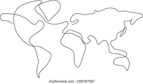 One line style world map. Simple modern minimaistic style vector.