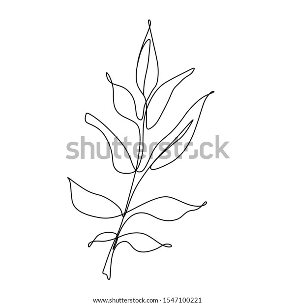 One Line Stylized Leaf Vector Drawing Stock Vector (Royalty Free ...