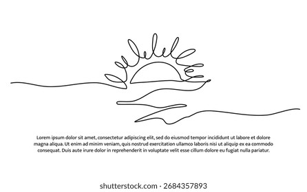 Una línea del sol se ha puesto. Abstractas línea continua mínima.
