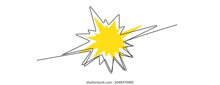 Eine Zeile Sonne, Vektorsymbol. Kontinuierlicher Sonnenschein Umriss, Sonnenaufgang doodle, Sommer einzelne Linie Illustration, Sonnenuntergang lineares Logo, abstrakte Sonne auf weißem Hintergrund