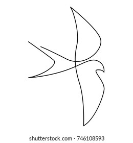 One line swallow or martlet design silhouette.Hand drawn minimalism style vector illustration