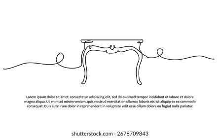 One line of table. Abstract minimal continuous line.