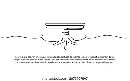 One line of table. Abstract minimal continuous line.