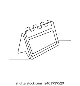 One line table calendar continuous vector  art drawing and single outline illustration