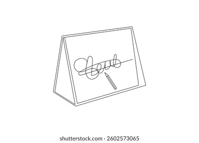 One line table calendar continuous vector art and drawing single outline illustration design