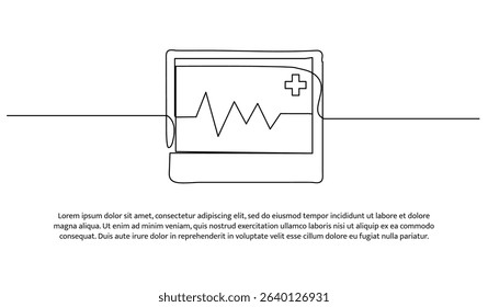 One line tablet screen. Abstract minimal continuous line.