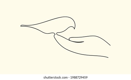 Una técnica de línea dibujada pájaro en la ilustración del vector de mano. Ilustración de arte de línea creativa, esbozo de esquema. Imagen vectorial. 