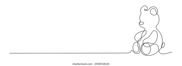 Un Vector de osito de peluche de línea. Abstractas decoración de pared de línea continua mínima.