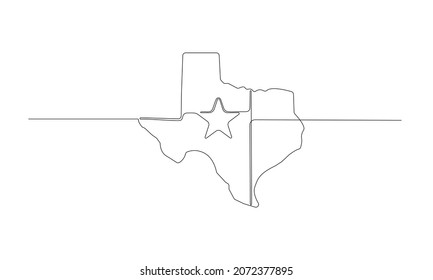 One line texas map isolated on white background. map icon continuous line sketch. Vector illustration