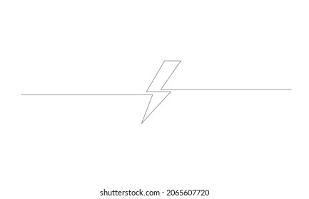 Un trueno de línea y la iluminación del tornillo aislados en fondo blanco.Esbozo de línea continua de trueno. Ilustración del vector