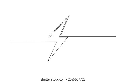 One line thunder and bolt Lighting isolated on white background.Thunder Continuous line sketch. Vector illustration