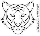 One Line Tiger Face – Minimal Continuous Line Art Vector Drawing
