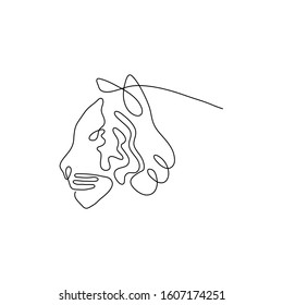 One line tiger head design silhouette. Hand drawn minimalism style vector illustration.