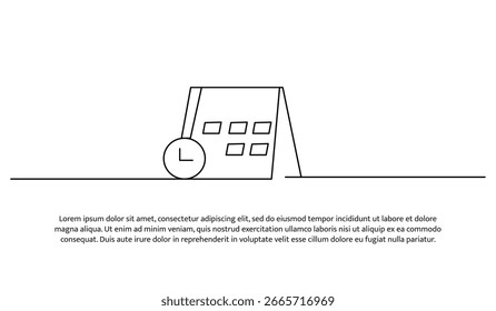 One line of time. Abstract minimal continuous line.