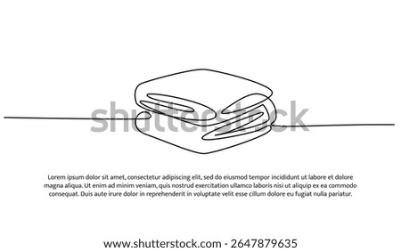 One line a towel. Abstract minimal continuous line.