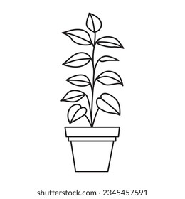 One line tree plant growth style icon illustration vector design