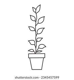 One line tree plant growth style icon illustration vector design