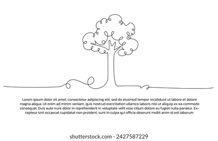 Dibujo de un póster de árbol de líneas con marco. Decoración de pared de línea continua mínima abstracta