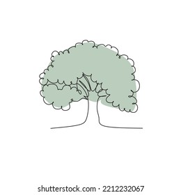 One line tree vector illustration. Illustration of isolated minimalist tree logo