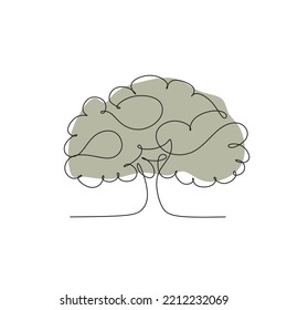 Ilustración vectorial de árbol de una línea. Ilustración del logotipo aislado del árbol minimalista
