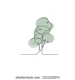 Ilustración vectorial de árbol de una línea. Ilustración del logotipo aislado del árbol minimalista