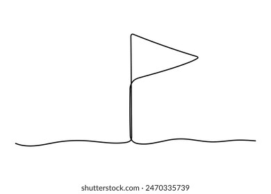 One line triangle flag. Hand drawn line graphic illustration