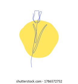 One line tulip flower. Creative artwork flower silhouette. Hand drawn minimalism style vector illustration.