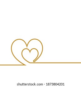 One line Two Heart sketch vector illustration. Love. Valentine's day card. Simple minimalist Romantic wedding invitation.