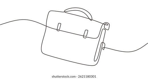 Saco de trabalho de porta-arquivos de arte vetorial de uma linha. Gráfico de conceito de profissionalismo empresarial.