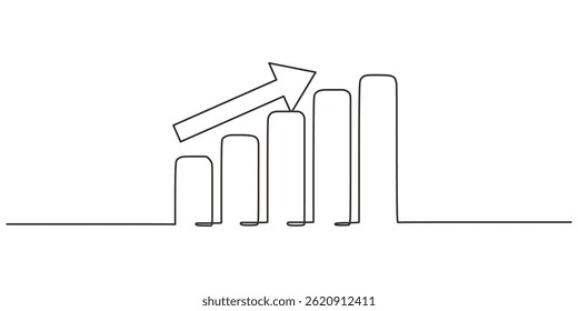 One Line Vector Art Thumbs Up Growing Chart. Success Upward Progress Symbol Vector.