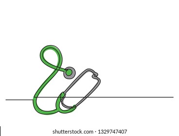 one line vector design of stethoscope