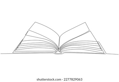 One line vector drawing of a book . Vector illustration